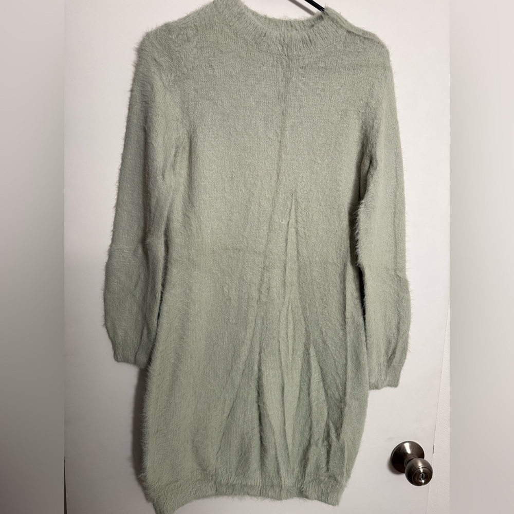 Freshman Fuzzy Knit Sweater in Soft Green